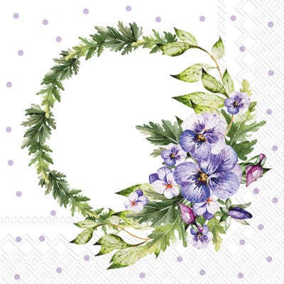 IHR Paper Napkins Pansy Wreath Pack/20 6.5x6.5"
