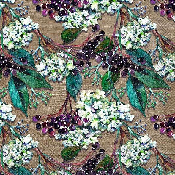 IHR Paper Napkins Elder Flower Brown Pack/20 6.5x6.5"