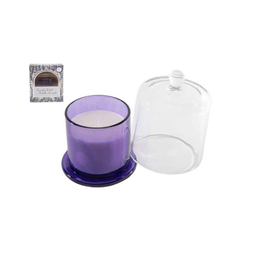 8oz. Lavender Violet Candle with Glass Cover