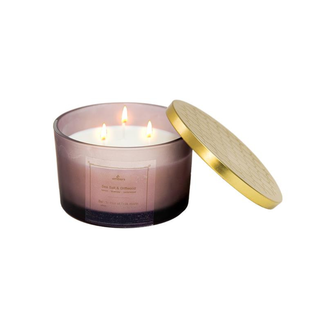 Sea Salt & Driftwood Mauve Candle with Lid