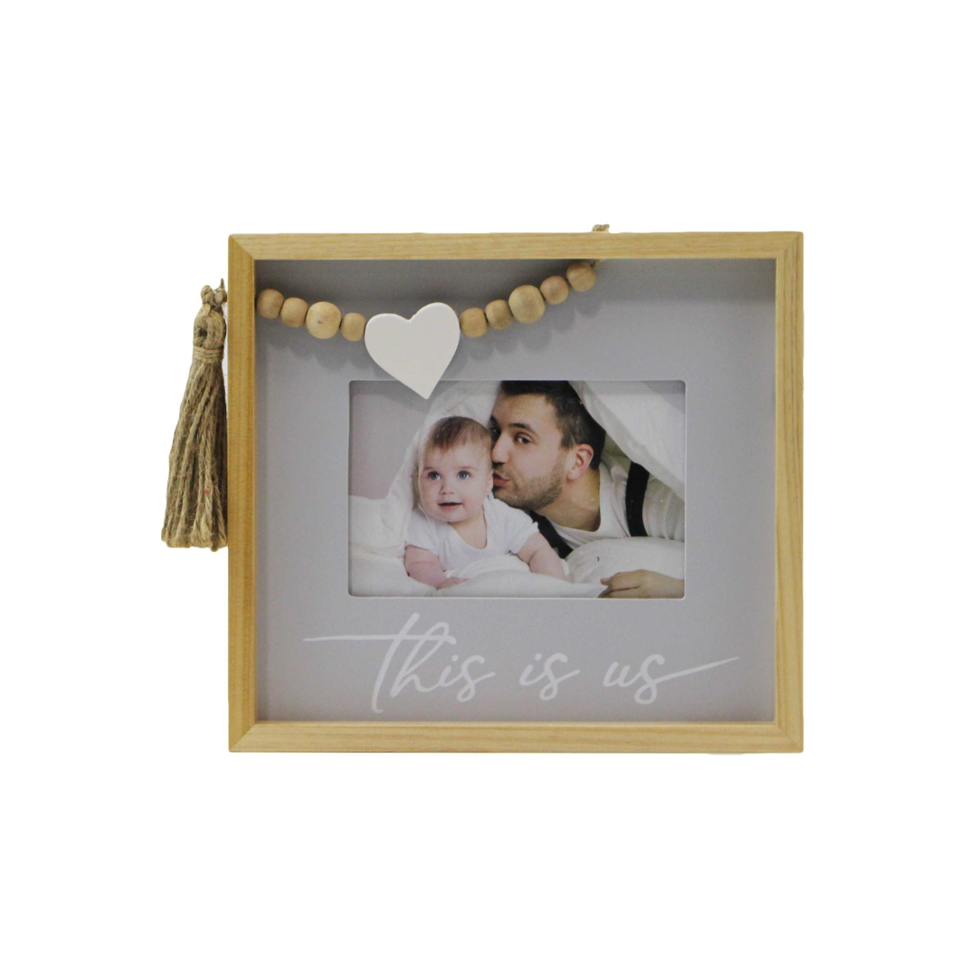 This Is Us Wood 4x6" Photo Frame with Bead Detail