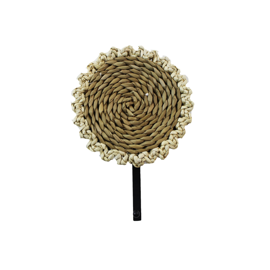 Flower Straw and Metal Wall Hook