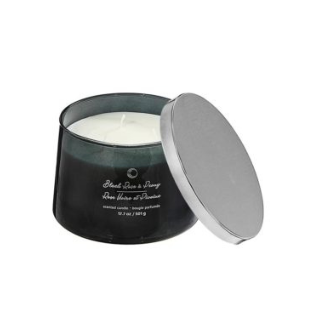 17.7oz. Black Rose & Peony High Gloss 3 Wick Taper Candle