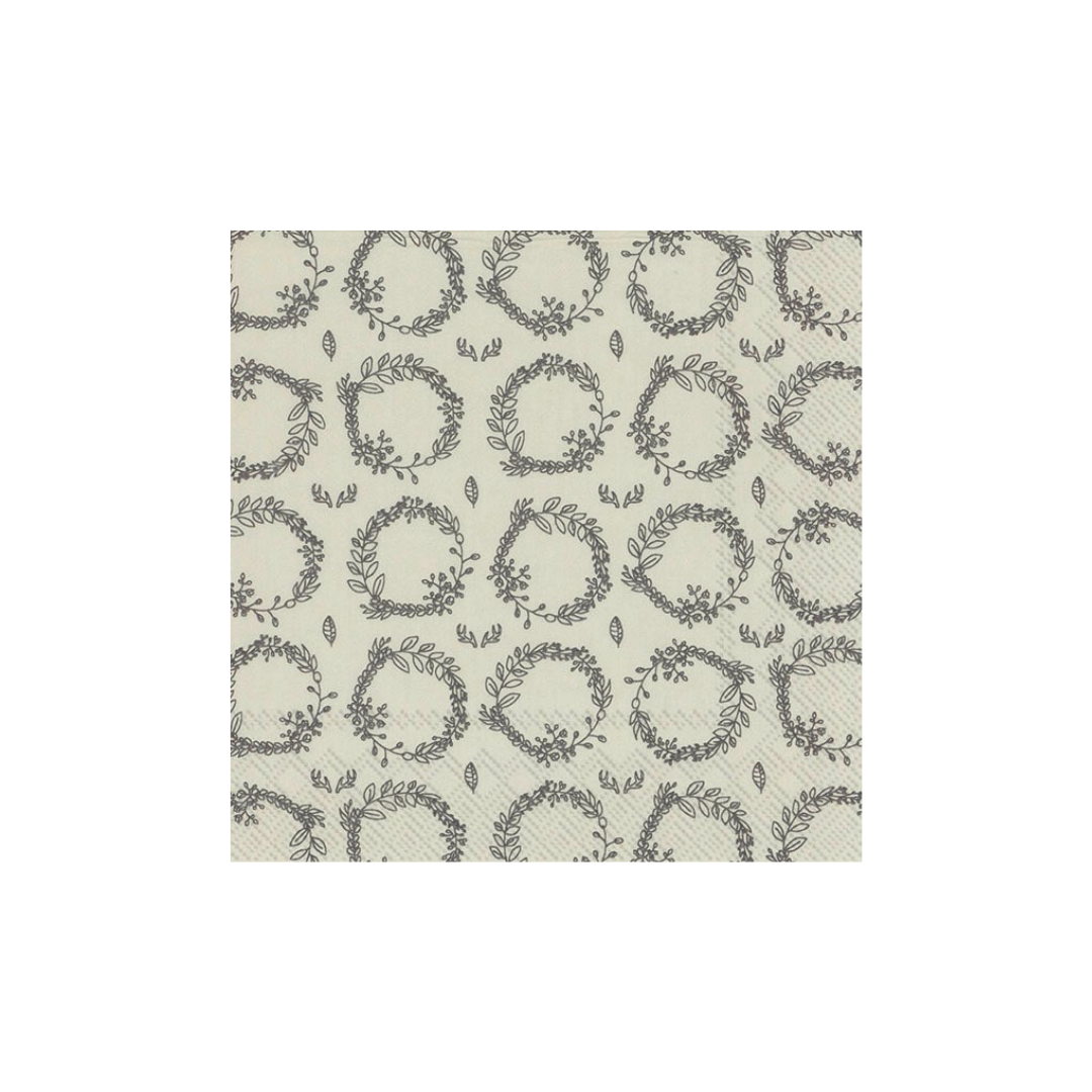 IHR Paper Napkins Wreath of Branches Linen Pack/20 6.5x6.5"