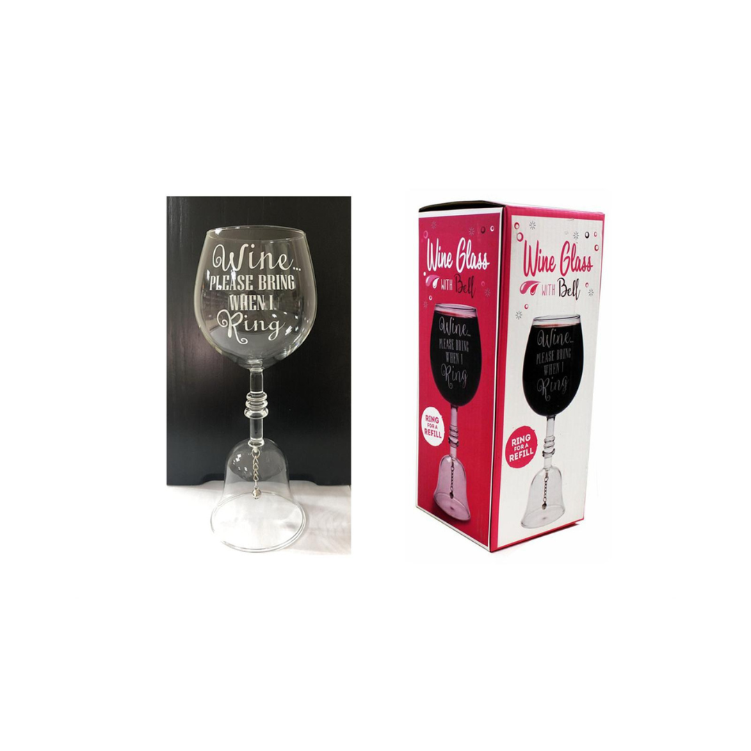 Wine Glass Bell "Bring When I Ring" 8.75"