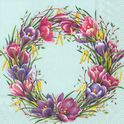 IHR Paper Napkins Spring Circle Light Blue Pack/20 6.5x6.5"