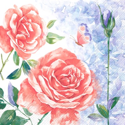 IHR Paper Napkins Aquarell Rose Pack/20 6.5x6.5"