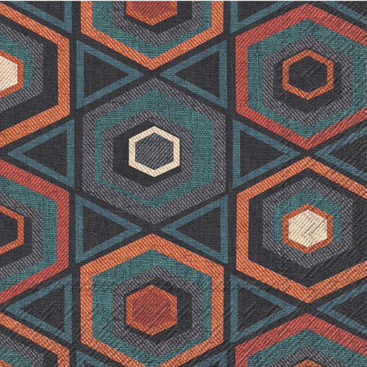 IHR Paper Napkins Henna Blue Terracotta Pack/20 6.5x6.5"