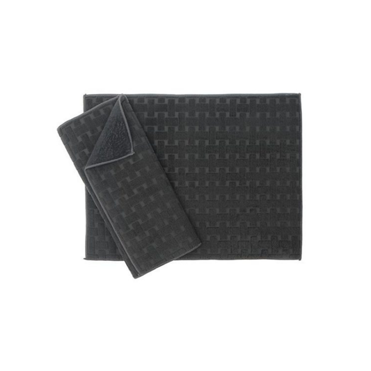 Grey Basketweave Microfibre Drying Mat 2-Pack