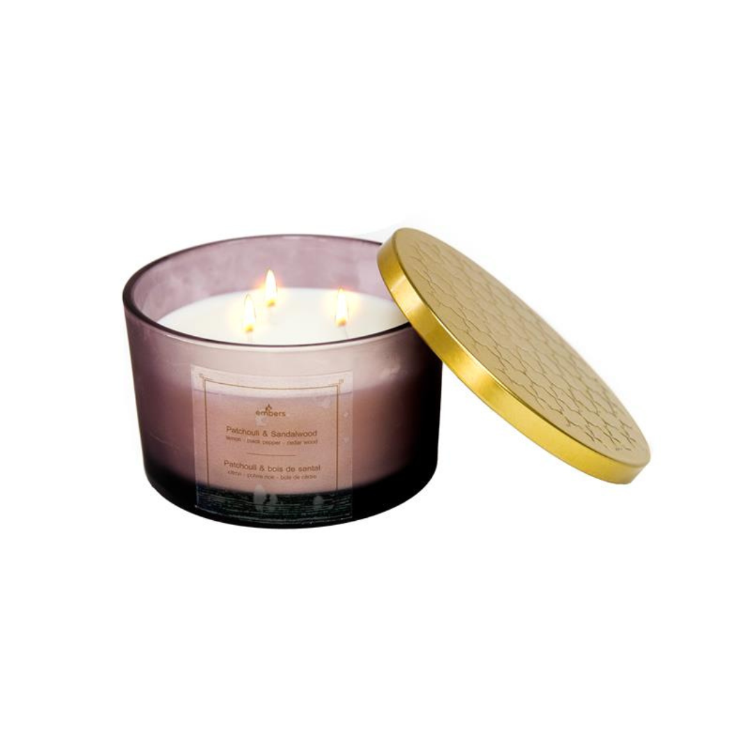 Patchouli & Sandalwood Mauve Candle with Lid