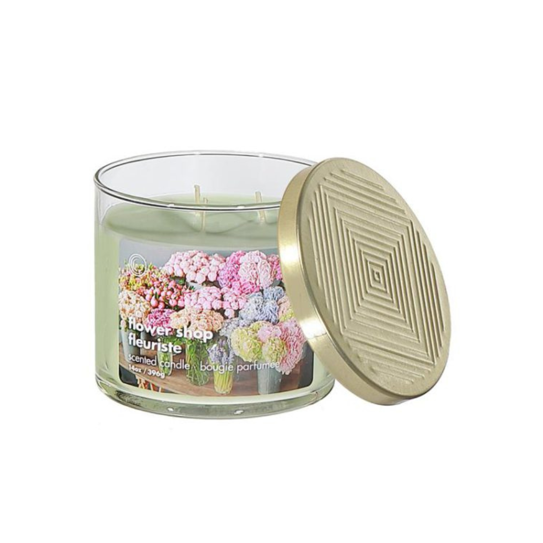 14oz. 3 Wick Flower Shop Candle with Lid