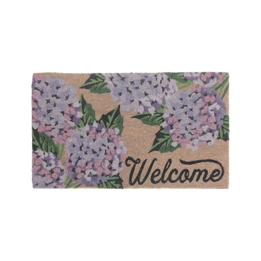 Hydrangea Welcome Coir Door Mat 18x30"