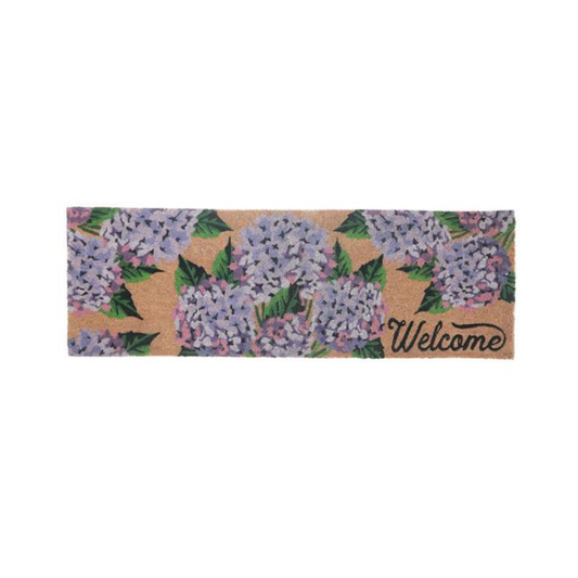 Hydrangea Welcome Coir Door Mat 16x48"