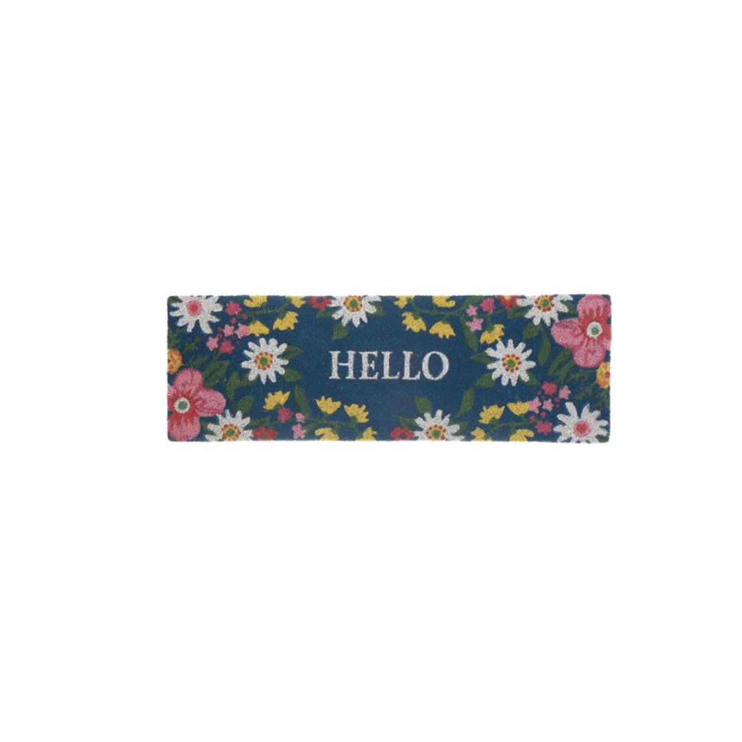 Floral Hello Coir Door Mat