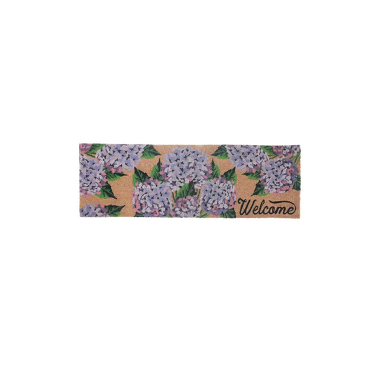 Hydrangea Welcome Coir Door Mat 10x30"