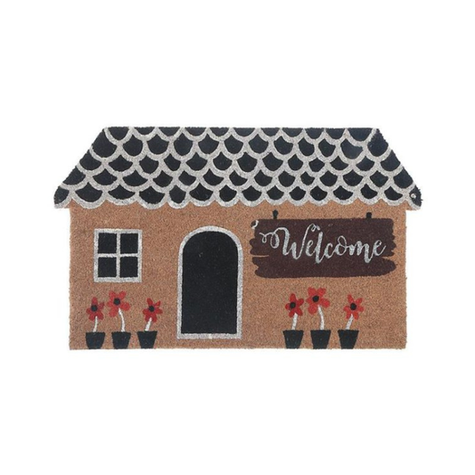 House Shape Welcome Coir Door Mat 18x30"