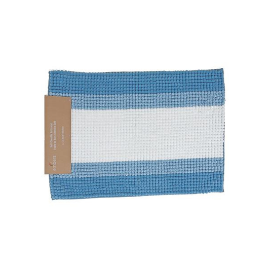 Blue Striped Chenille Bath Mat 20x28"