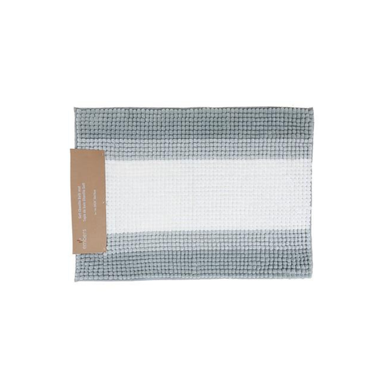 Grey Striped Chenille Bath Mat 20x28"