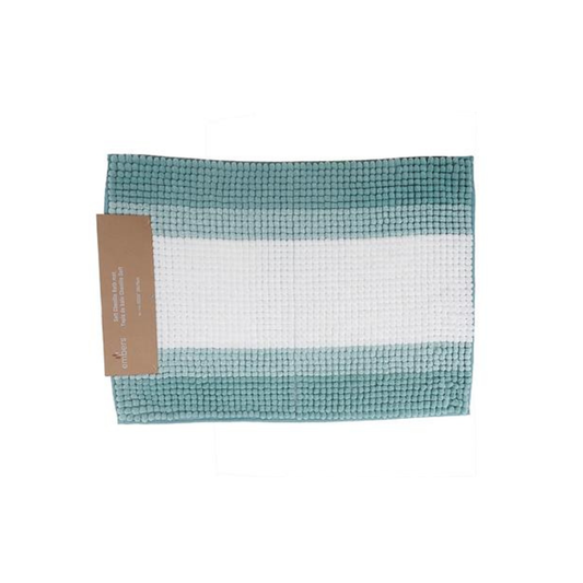 Turquoise Striped Chenille Bath Mat 20x28"