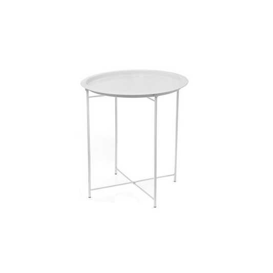 White Metal Round Table 16x17"