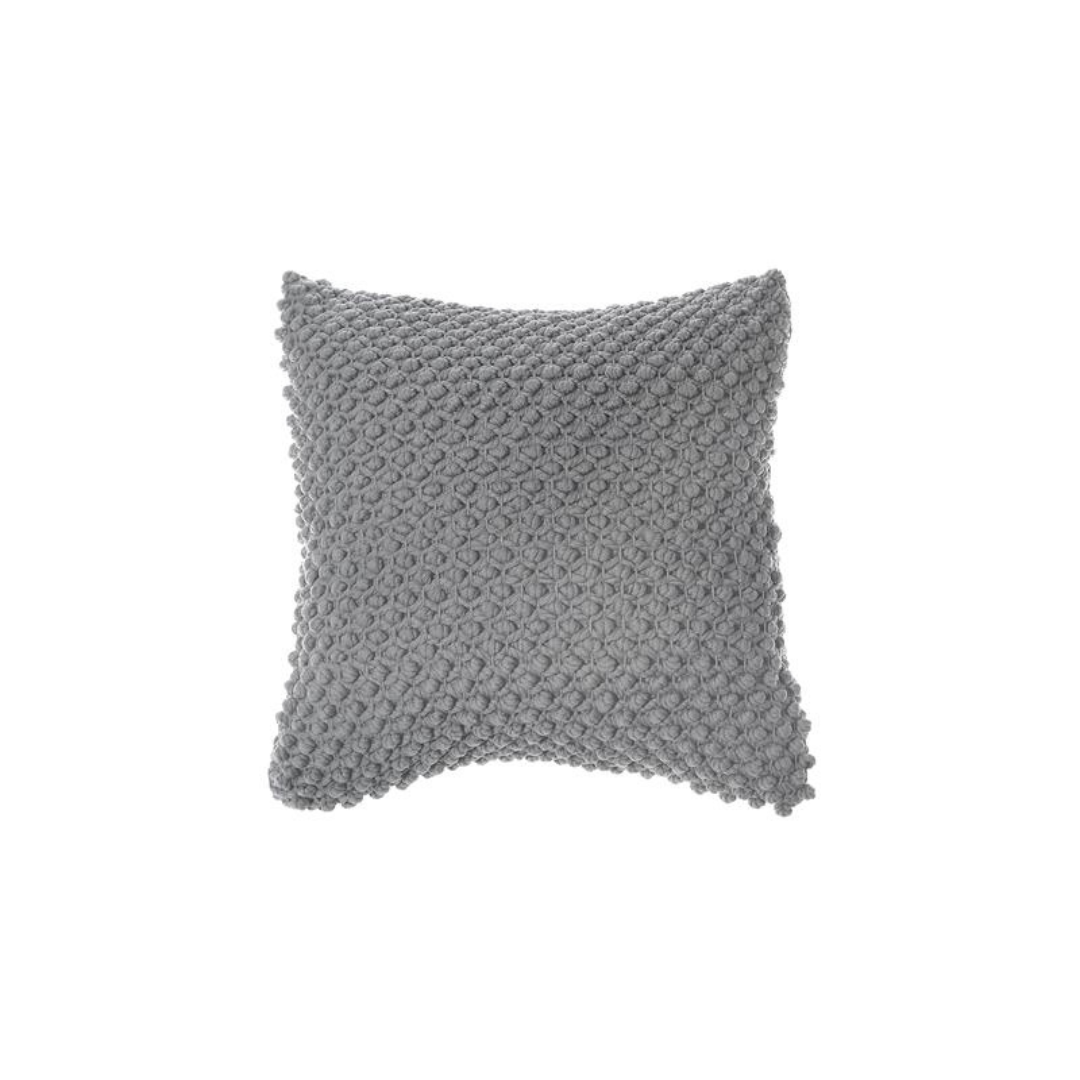 Braided Light Grey Handwoven Cushion 18x18"