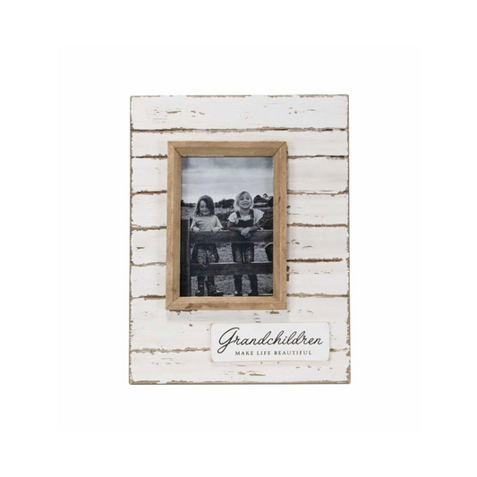 Grandchildren Distressed 4x6" Wood Photo Frame