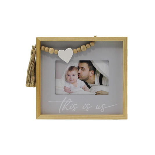 This Is Us Wood 4x6" Photo Frame with Bead Detail