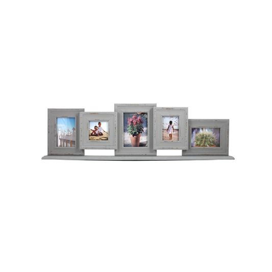 Light Grey Wood 5-Picture Table Collage Photo Frame