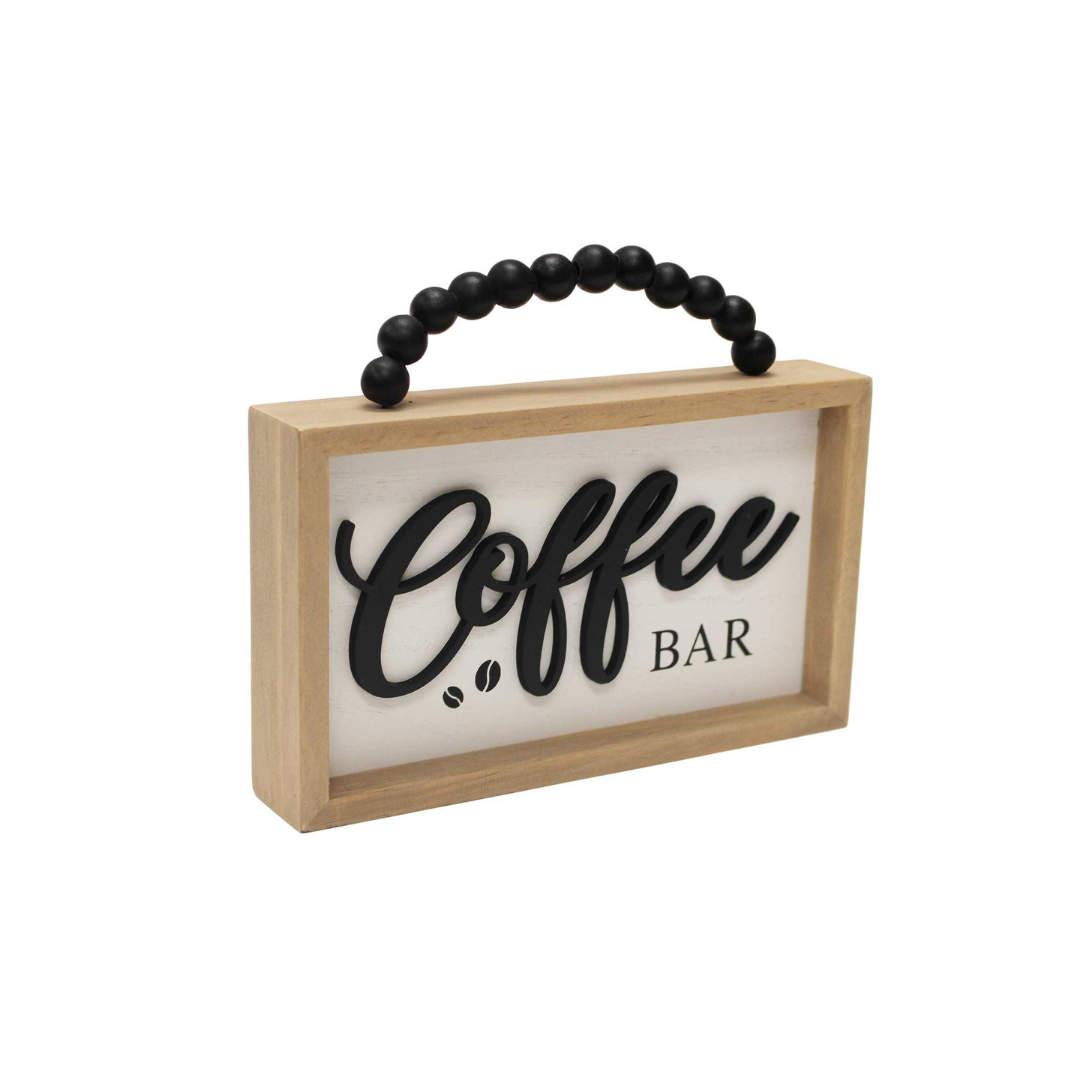 Coffee Bar Hanging Wood Sign 8x4.75"