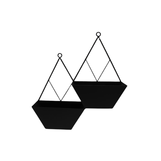 Black Metal Double Wall Pocket Planter