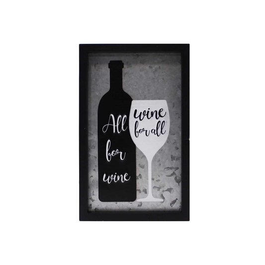 Wine For All Wood and Metal Wall Art 12x8"