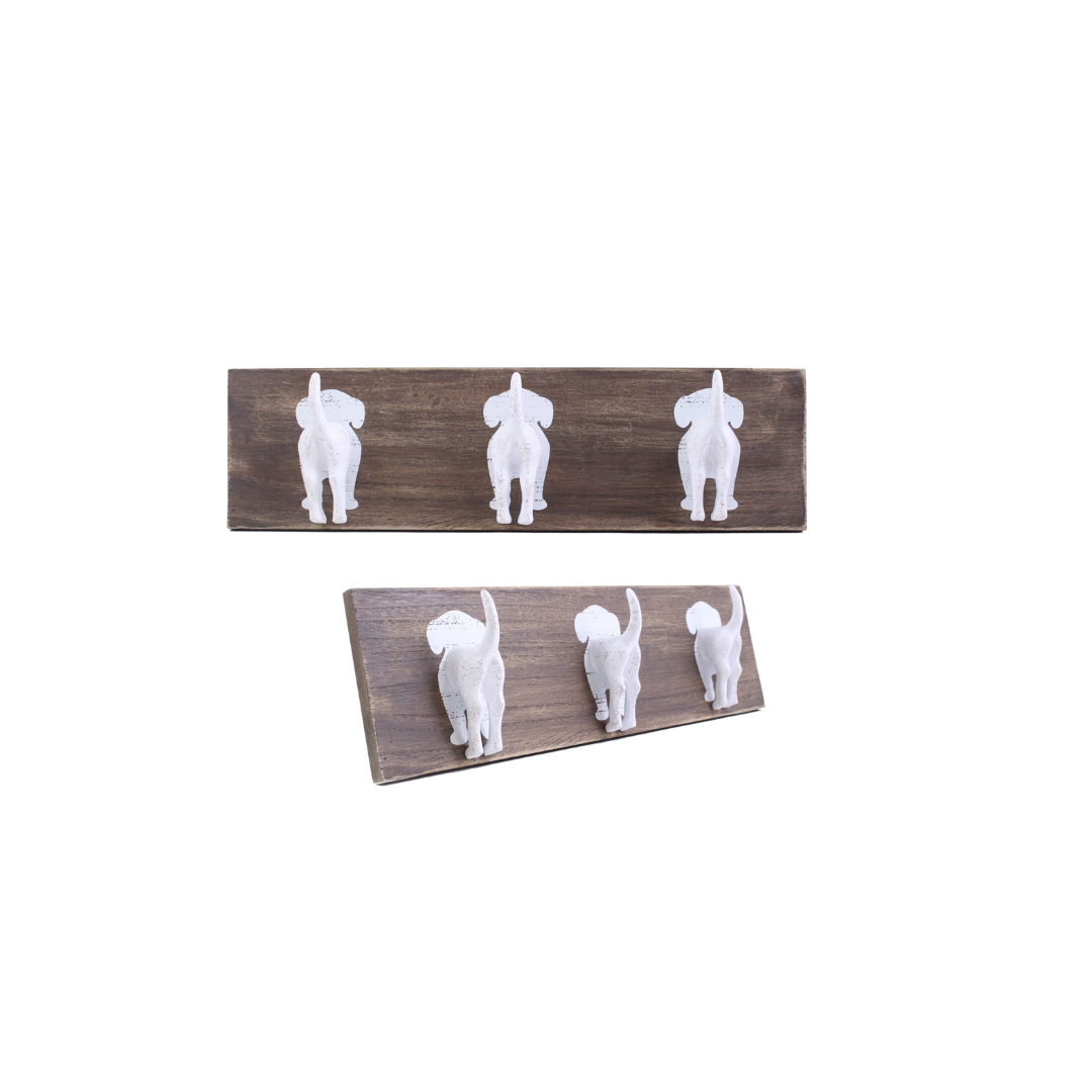 3 Dogstail Hooks Wood Plaque 18x5"