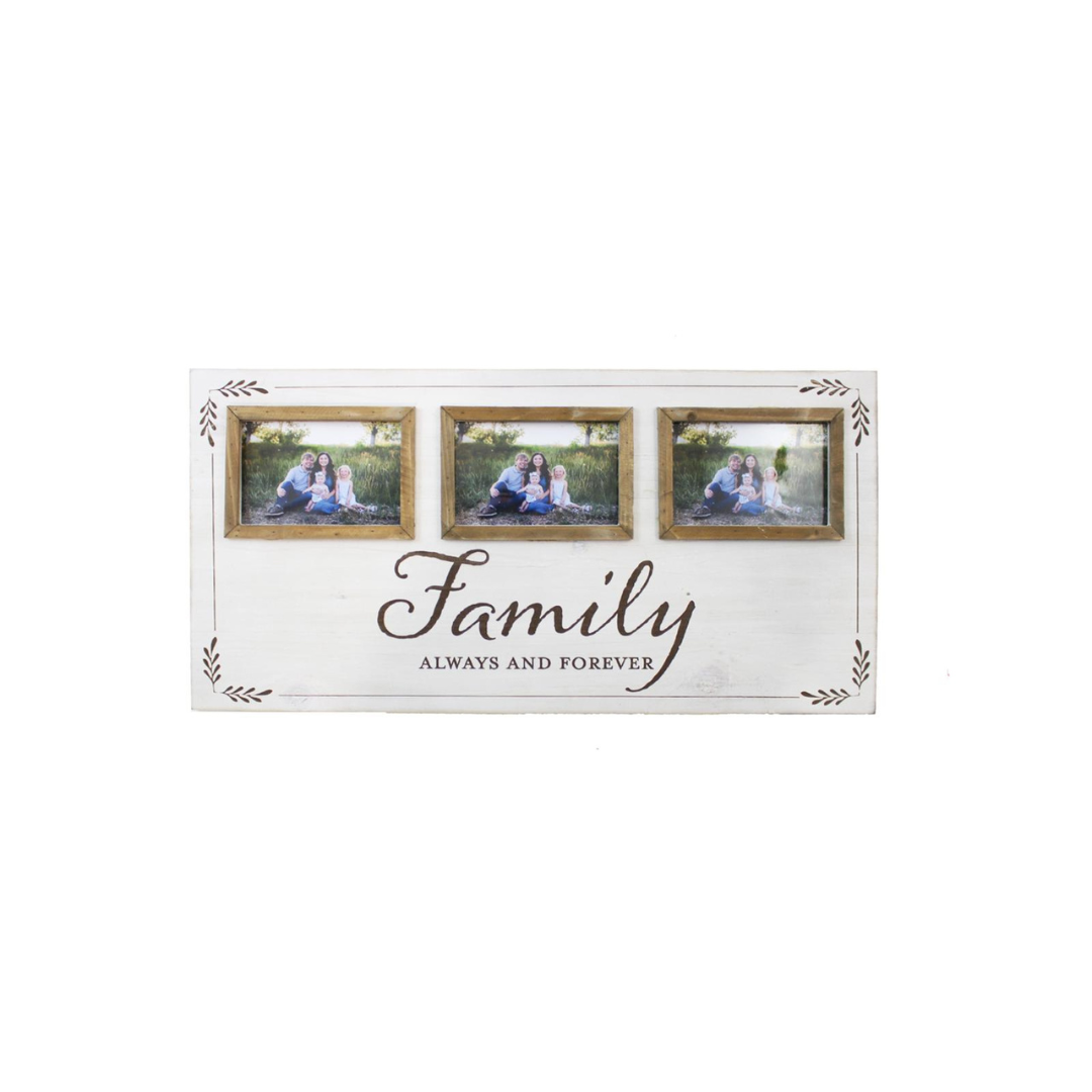 Family White Wood 3-Picture Photo Frame 23.5x11.75"