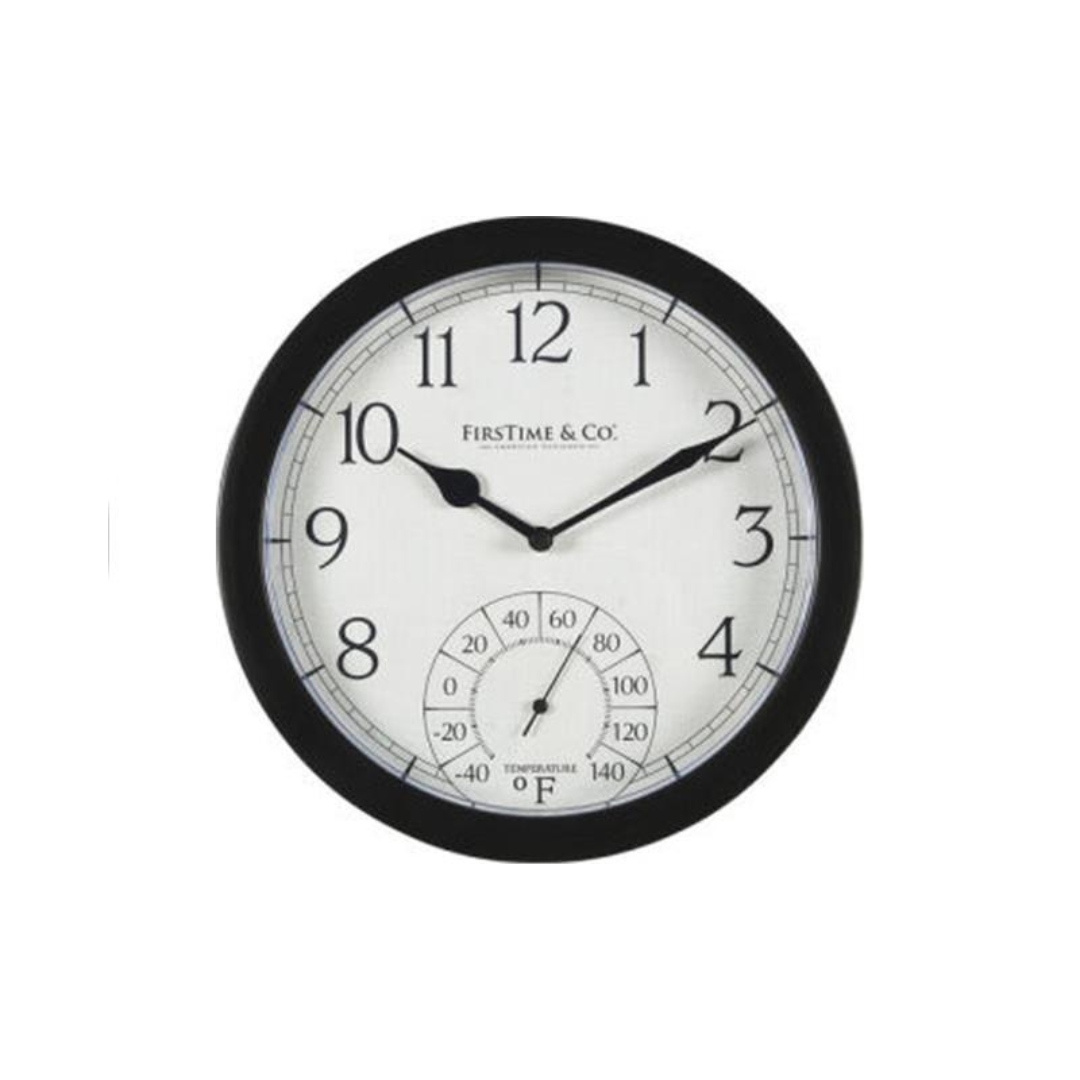 FirsTime & Co. Capri Outdoor Wall Clock with Thermometer 10"