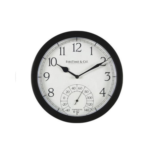 FirsTime & Co. Capri Outdoor Wall Clock with Thermometer 10"