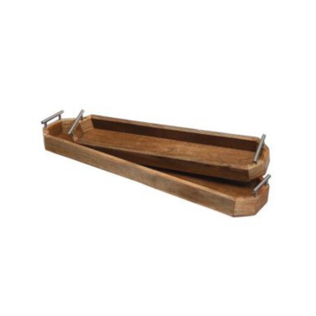 Mango Wood Long Tray with Handle 28.5x6.5"