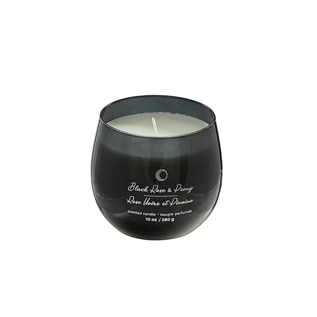 10oz. Black Rose & Peony High Gloss Curved Candle