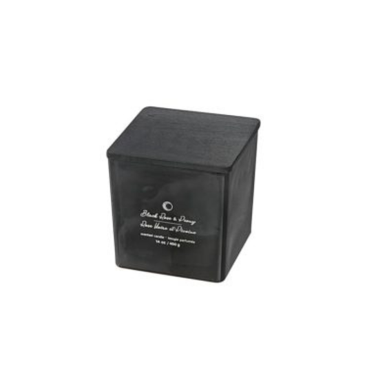 14oz. Black Rose & Peony High Gloss 2-Wick Square Candle