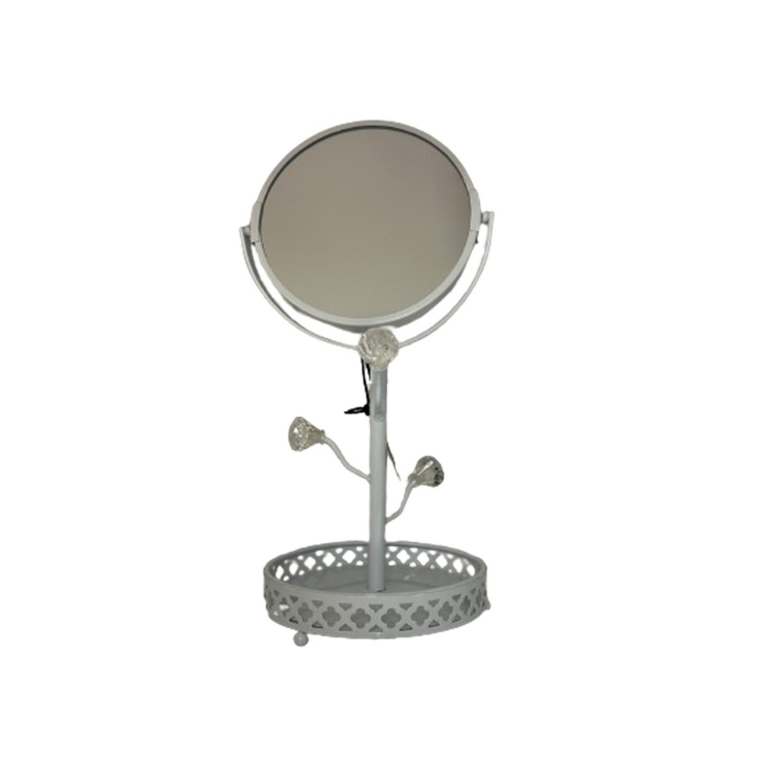 White Vanity Mirror with 3 Hooks
