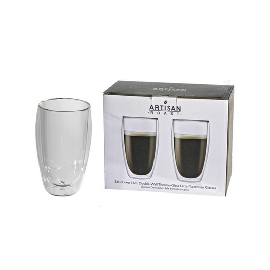 Set of 2 Double Wall 16oz. Thermos Latte Glasses