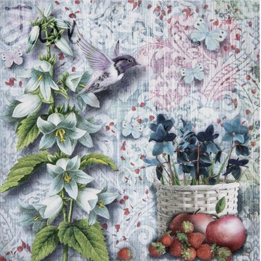 Paper Napkins Floral Hummingbird Pack/20 6.5x6.5"