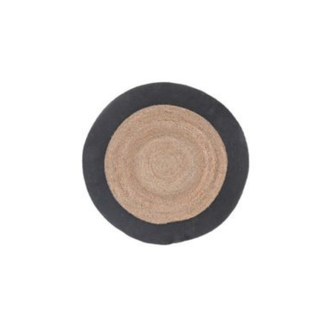 Round Braided Jute Mat with Black Border 36"