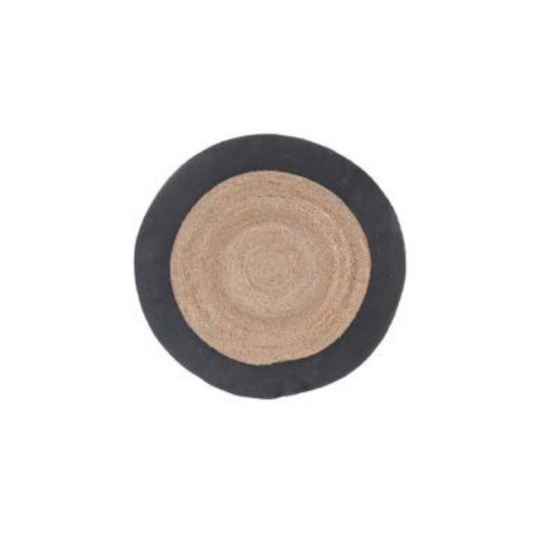 Round Braided Jute Mat with Black Border 36"