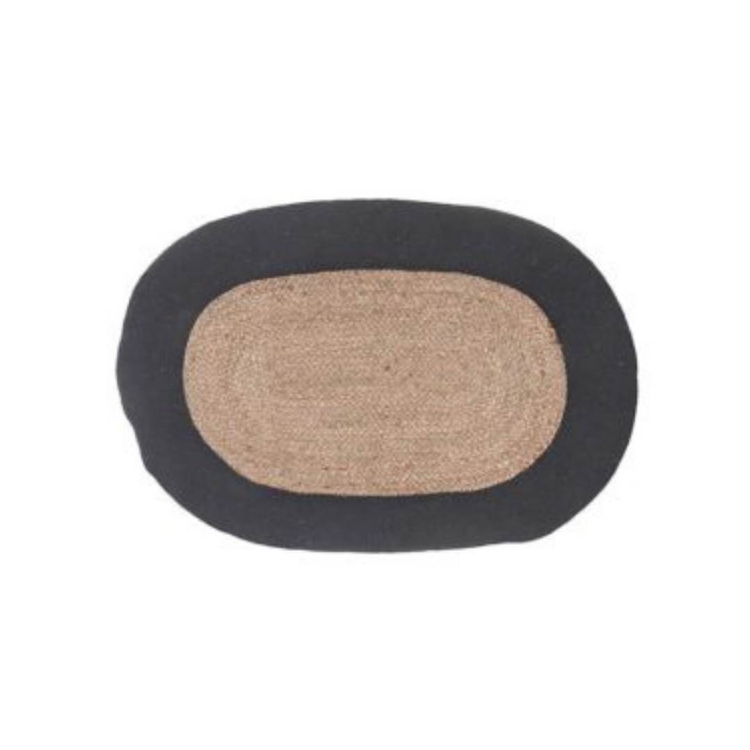 Oval Braided Jute Mat with Black Border 24x36"