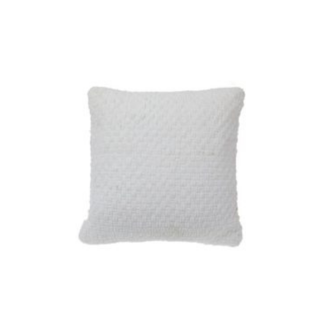 White Basketweave Cushion 18x18"