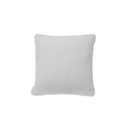 White Basketweave Cushion 18x18"
