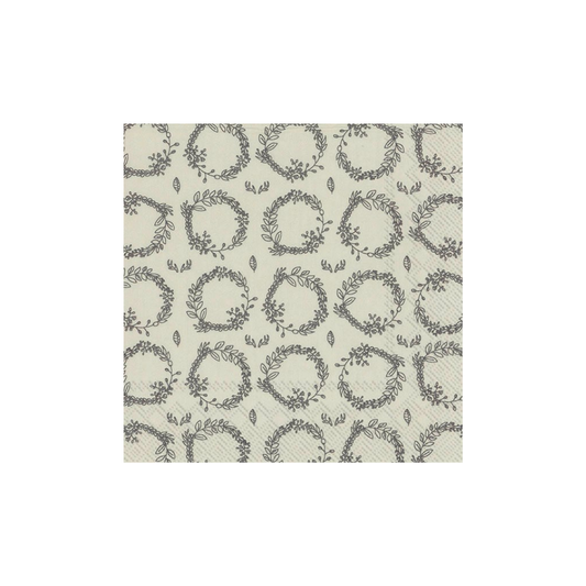 IHR Paper Napkins Wreath of Branches Linen Pack/20 6.5x6.5"