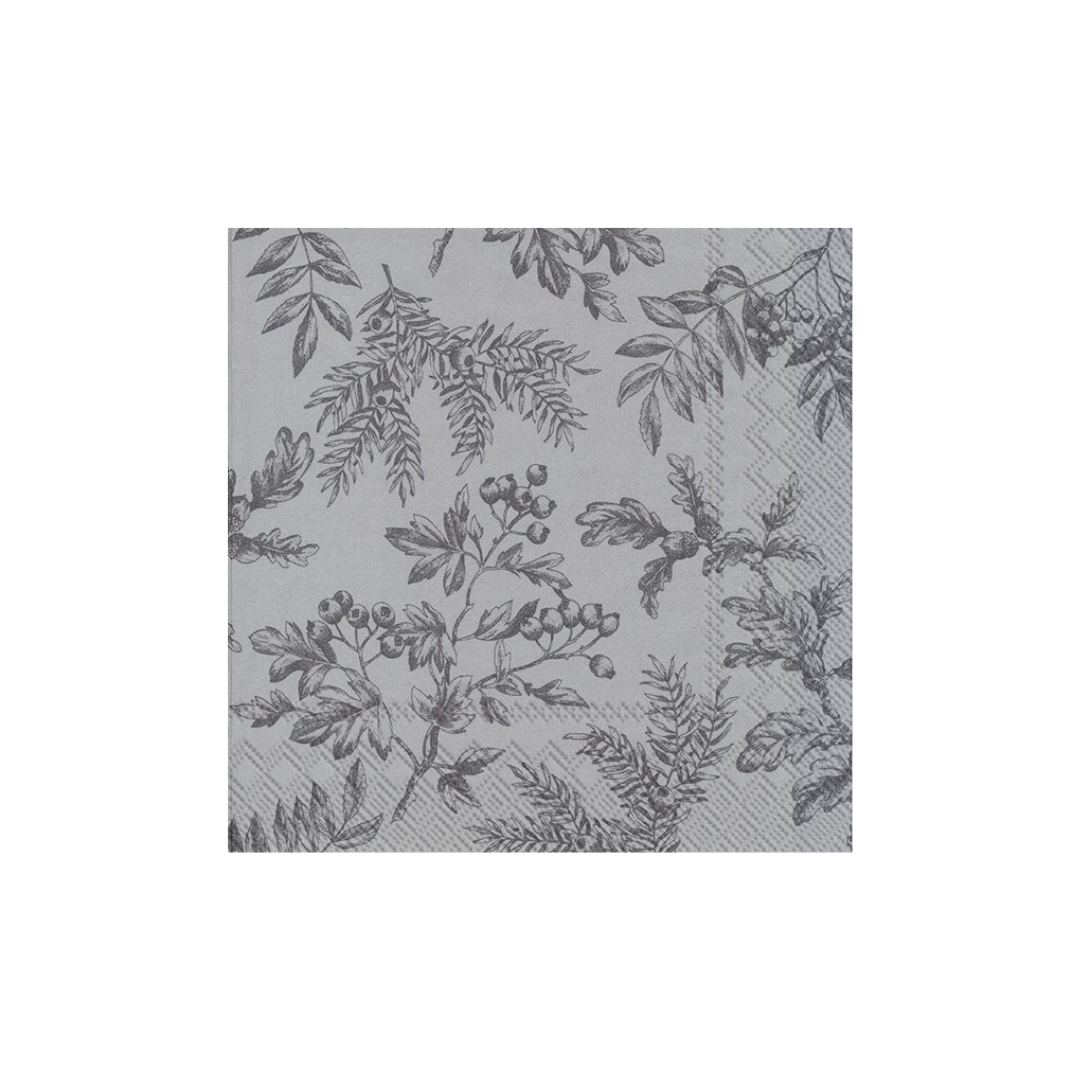 IHR Paper Napkins Silent Plants Silver Pack/20 6.5x6.5"