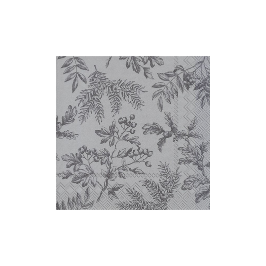 IHR Paper Napkins Silent Plants Silver Pack/20 6.5x6.5"