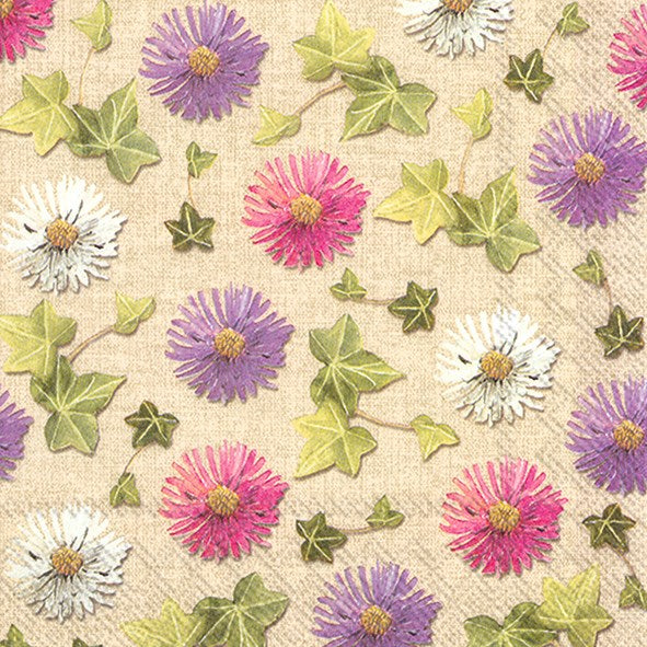 IHR Paper Napkins Autumn Asters Linen Pack/20 6.5x6.5"